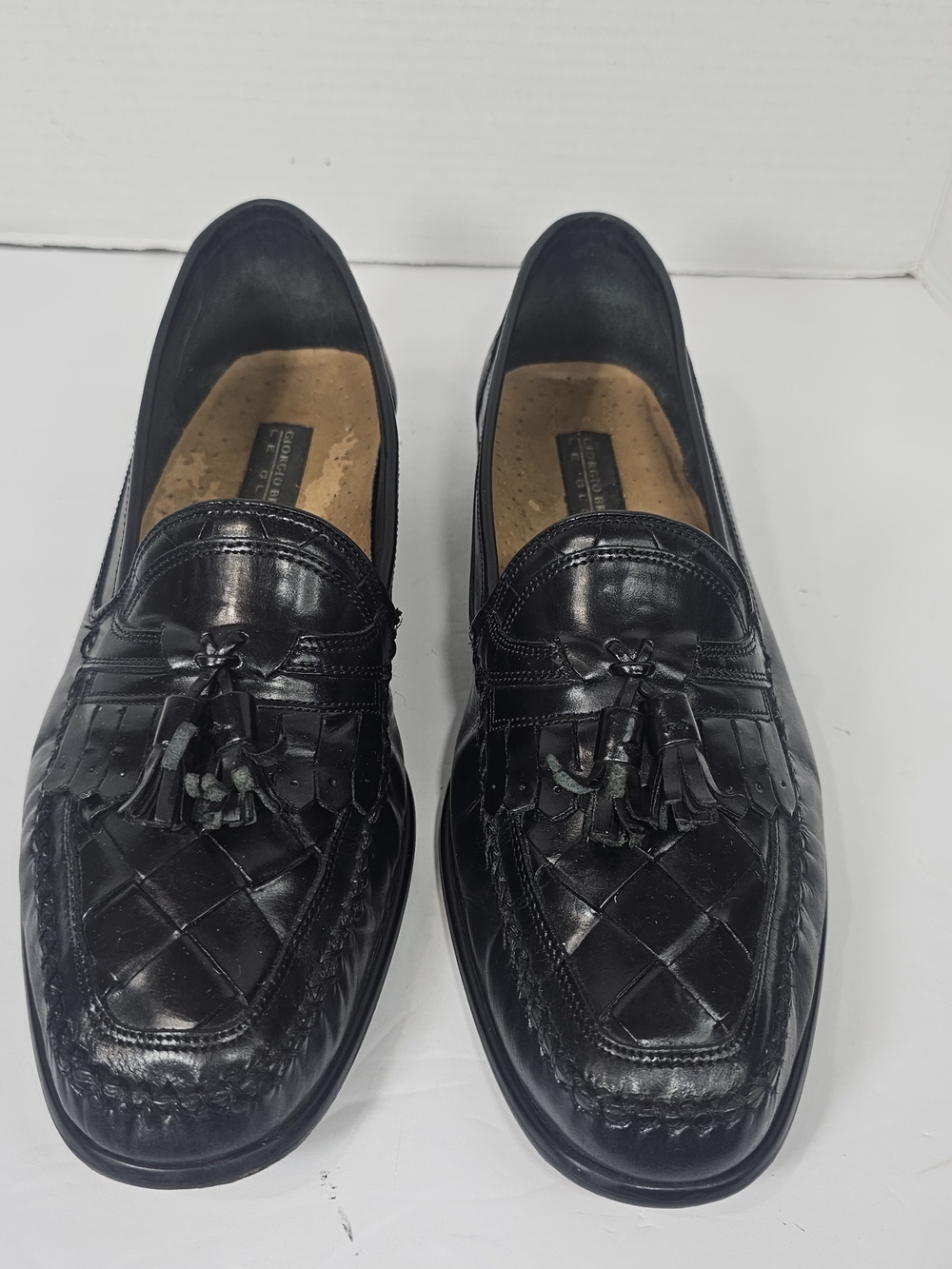 Giorgio Brutini Black Leather Tassel Kiltie Loafers Mens Sz 12